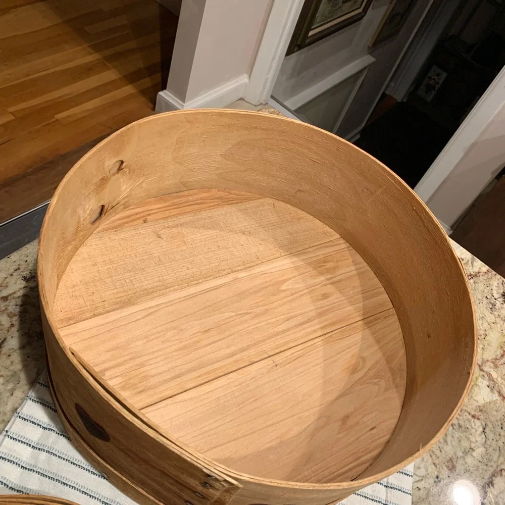 Vintage Wood Cheese box with lid, hand painted